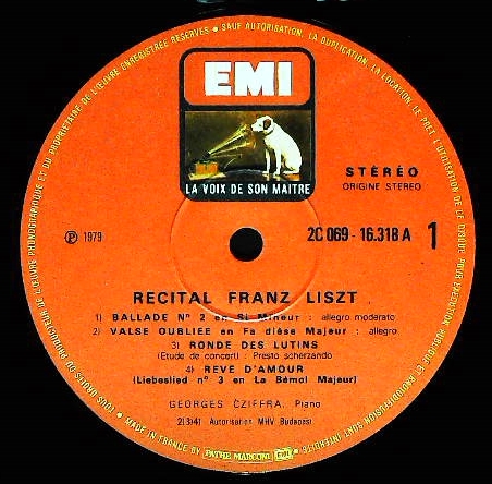 Eterna Trading La Voix De Son Maitre G シフラ Pf リスト バラード2番 忘れられたワルツ 小人の踊り 愛の夢3番 小鳥に説教するアッシジの聖フランチェスコ 即興ワルツ ポロネーズ1番