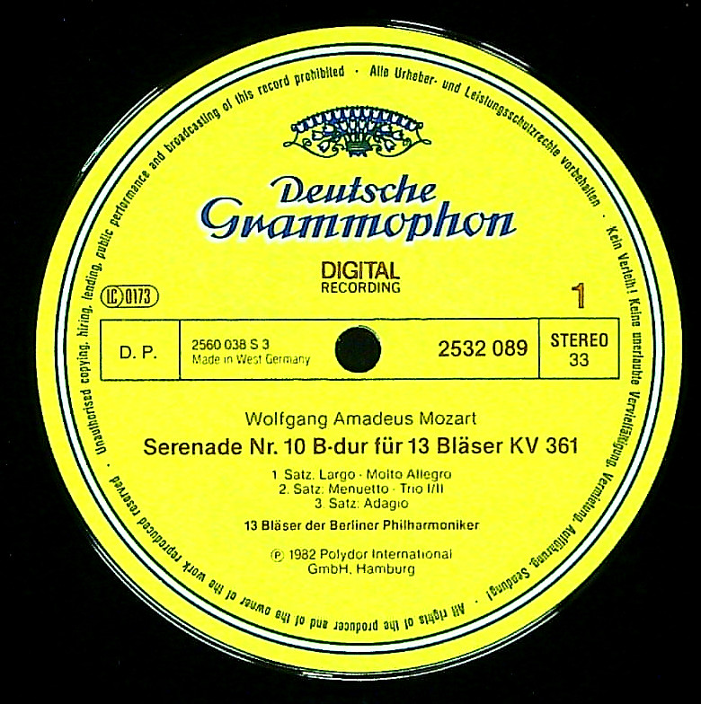 ETERNA TRADING / [DGG] ベルリンpo.管楽メンバー / モーツァルト:13木管楽器のためのセレナーデ10番K.361「グラン・ パルティータ」