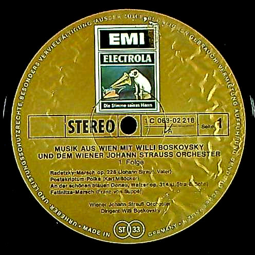 ETERNA TRADING / [ELECTROLA] W.ボスコフスキー指揮ウィーン・ヨハン・シュトラウスo. / ウィーンの音楽Vol.1