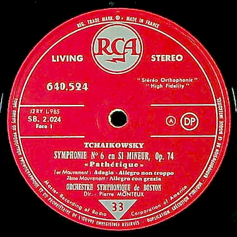 ETERNA TRADING / [RCA] P.モントゥー指揮ボストンso. / チャイコフスキー:交響曲6番Op.74「悲愴」