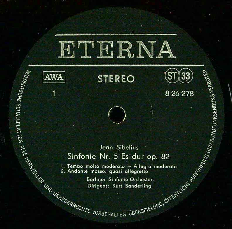 ETERNA TRADING / [ETERNA] K.ザンデルリング指揮ベルリンso. / シベリウス:交響曲5番Op.82