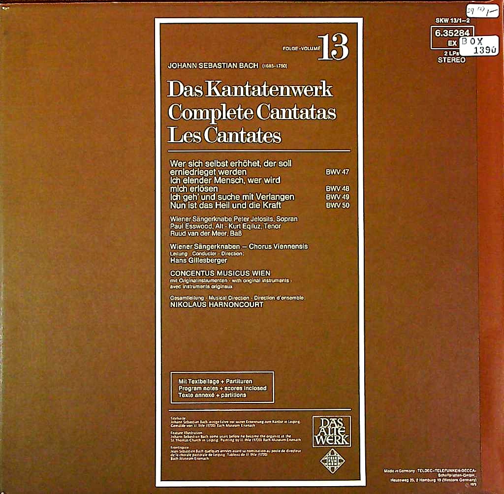N.アーノンクール/ウィーン・コンツェントゥス・ムジクス CD J.S.バッハ:カンタータ大全集第39巻