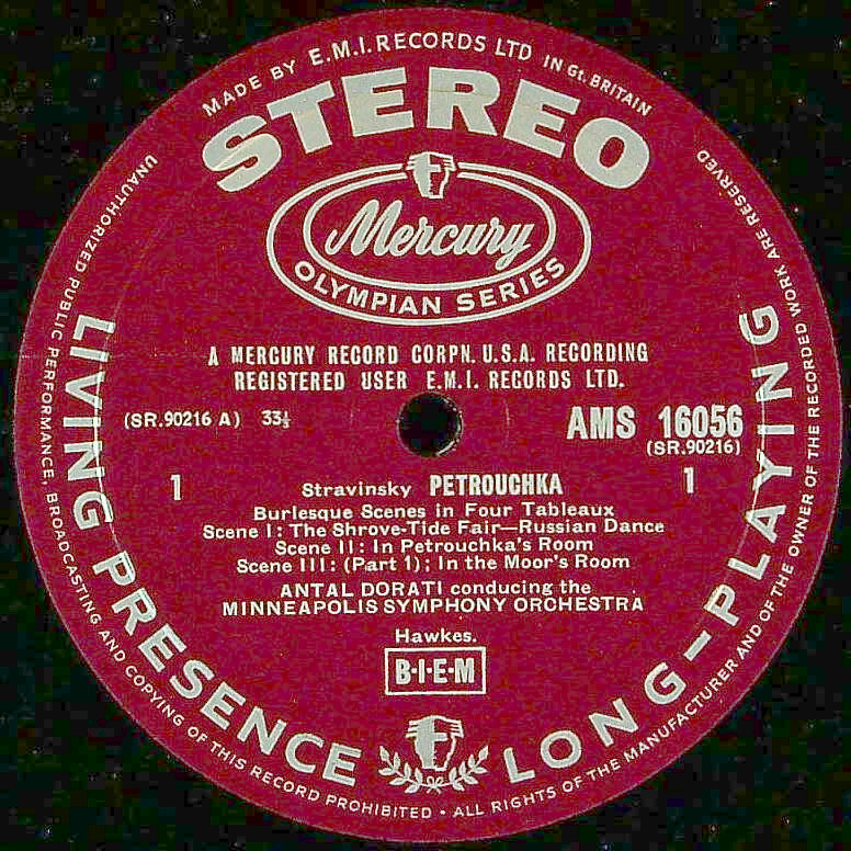 非売品 英Mercury AMS16065　ペトルーシュカ　ドラティ ETERNA TRADING / [MERCURY] A.ドラティ/ ストラヴィンスキー