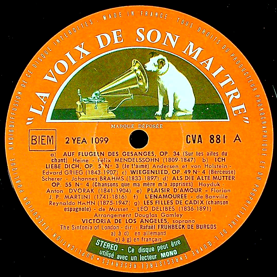 東独ETERNA　バッハ没後200年記念盤　ラミン　マウエルスベルガー ETERNA TRADING / [VSM] V.d.ロス・アンヘレス(s)/ 歌曲集(全13曲